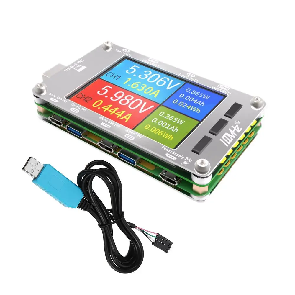 

T50N USB Dual Channel Color Screen Voltage Current Power Capacity Meter QC2.0 QC3.0 PD Test With Case