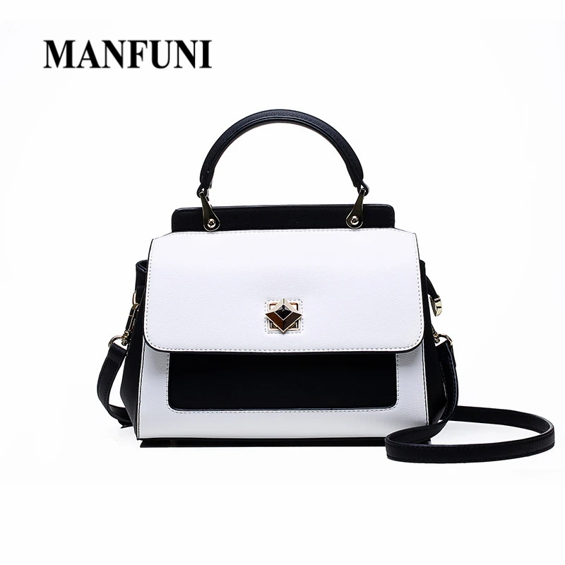 

Women Shouder Bag Female Messenger Bag Panelled White Black Portable Small Square Bag Shoulder Bag 2018 New Trend Lady Handbag