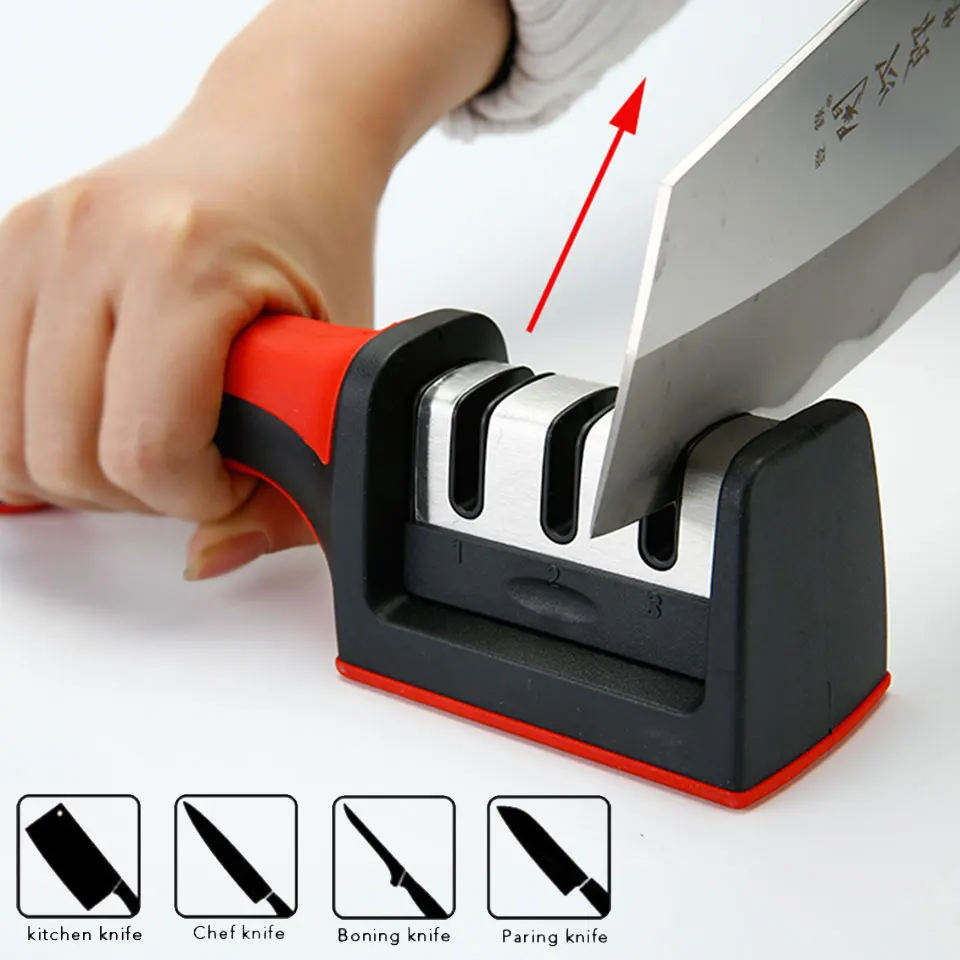 

3 Stage Knife Sharpener Professional Ceramic Tungsten Steel Kitchen Knife Sharpener System Quick Sharpening Machine Grinder Tool