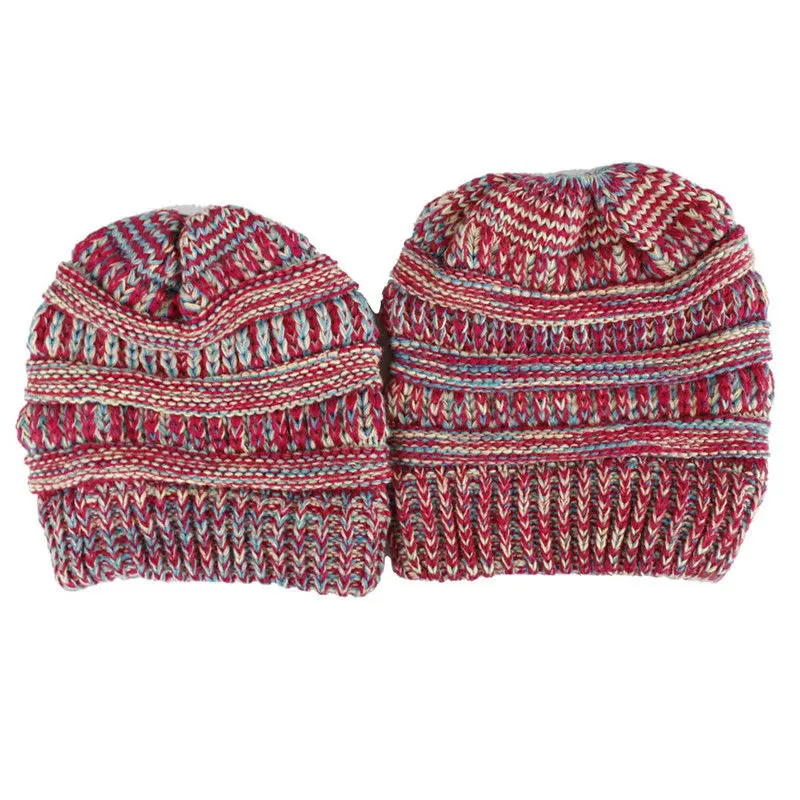 Stretch Knit Hat High Bun Ponytail Beanie Winter Warm Hole Cap Mom and Kid Hats | Детская одежда и обувь