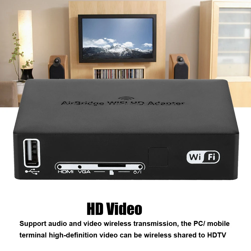

Wireless HD Multimedia Adapter WIFI to HDMI/VGA HDTV Converter for PC/Projector high-definition display device US Plug
