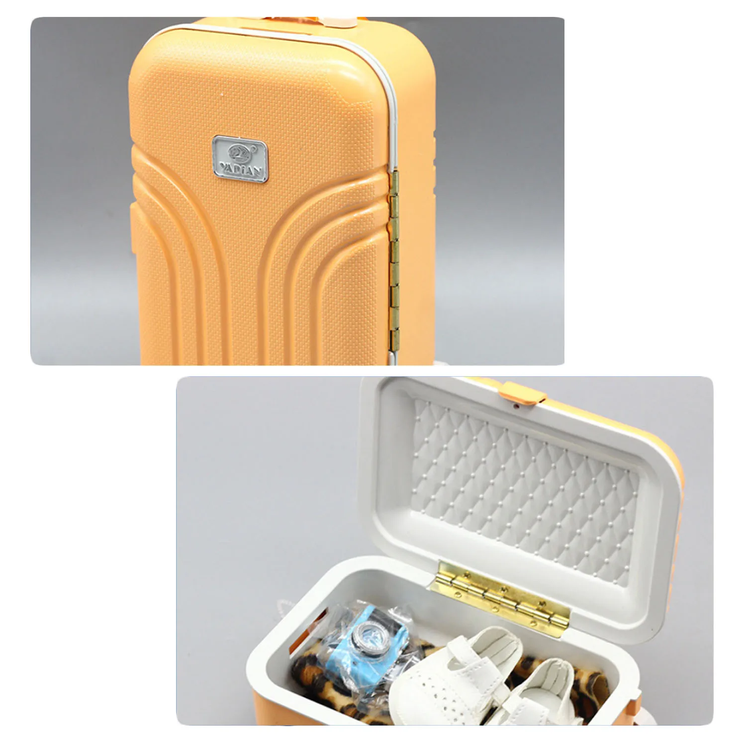 Besegad Mini Doll Adjustable Handle Rolling Wheel Travel Suitcase Luggage Case Dollhouse Furniture Accessories Toy for Barbie