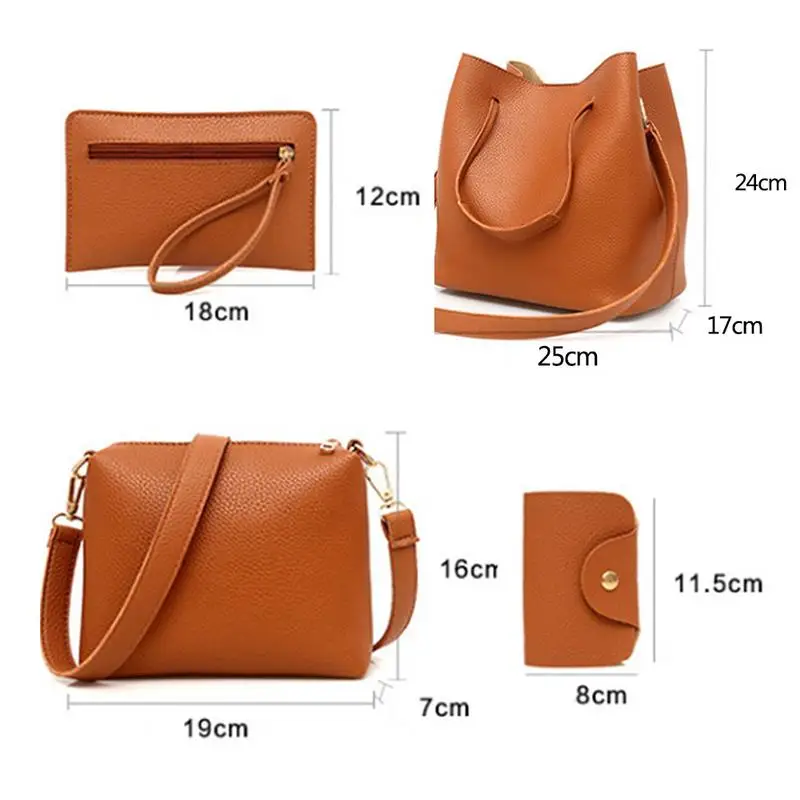 Solid Fashion Small Big Shoulder Bag Four Pieces A Set Handbag Crossbody Messenger Hand Bags For Women Female Ladies Bag PU Tote