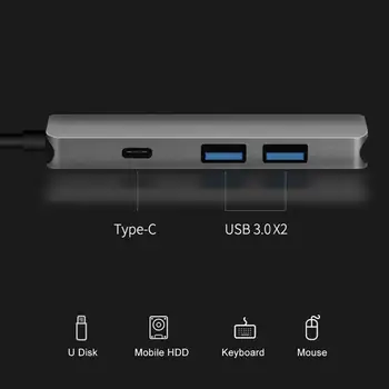 

Multifunctional Adapter Type-C To 2-port USB 3.0 Hub+HDMI+PD Charging Interface USB Device Such As U Disk Hard Keyboard Mouse