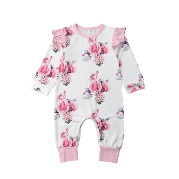 

0-18M Newborn Toddler Baby Girls Romper Flower Clothes Long Sleeve Romper Jumper Summer Clothes Outfits