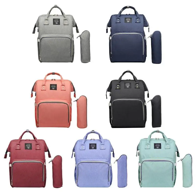 

Pure Color Maternity Waterproof Diaper Handbag USB Port Large Capacity Travel Mummy Nursing Stroller Baby Care Nappy Backpacks