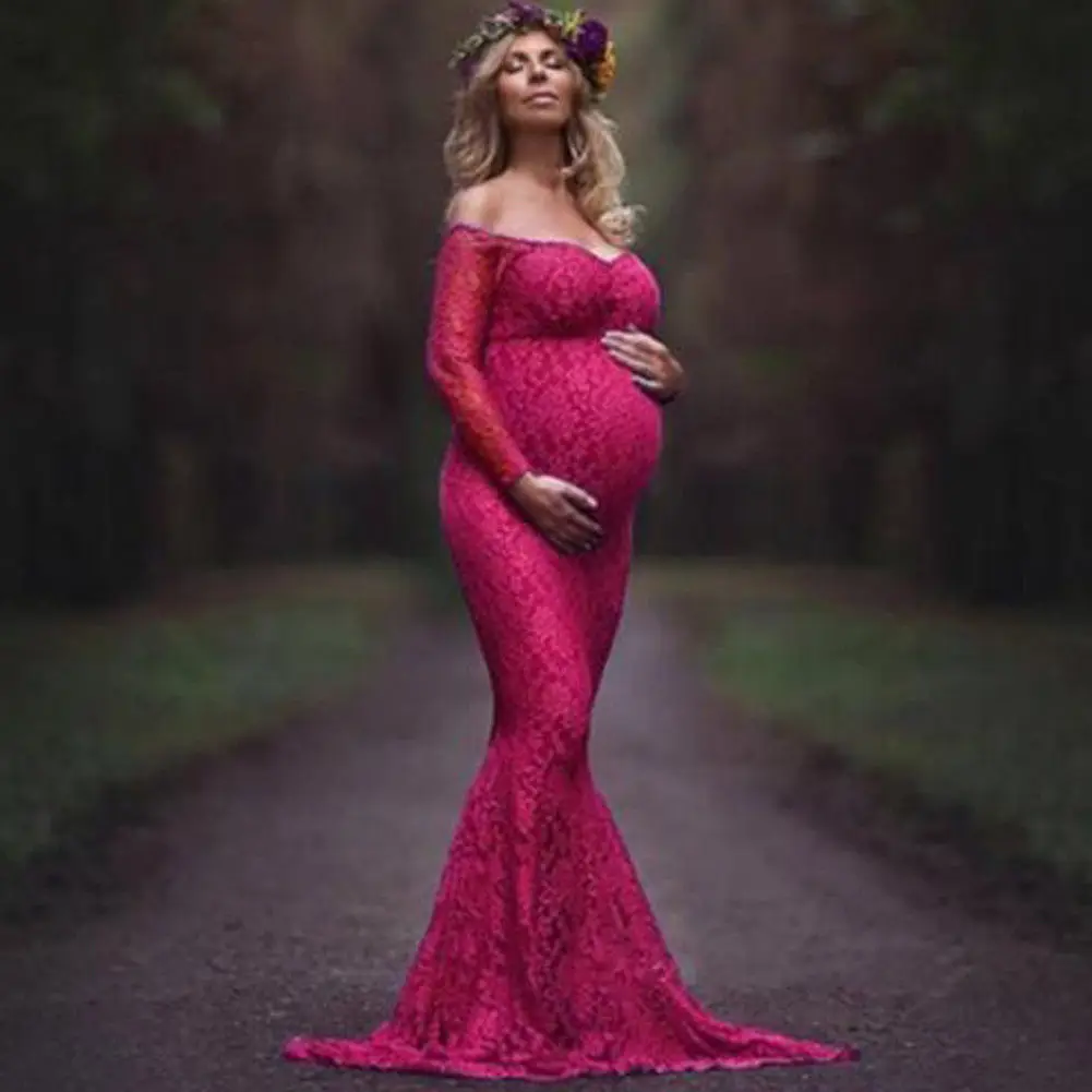 

Pregnant Womens Maxi Dress Lace Gown Maternity Photography Maternity Photo Props