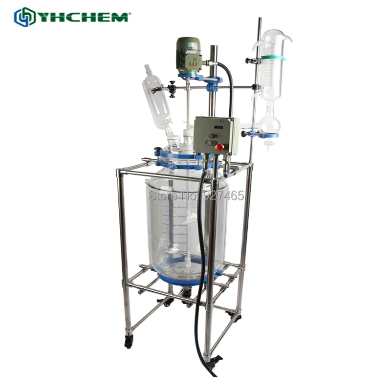 YHChem Jacketed стекло реактор 20L EX-JGR20L для высокий уровень безопасности лаборатории