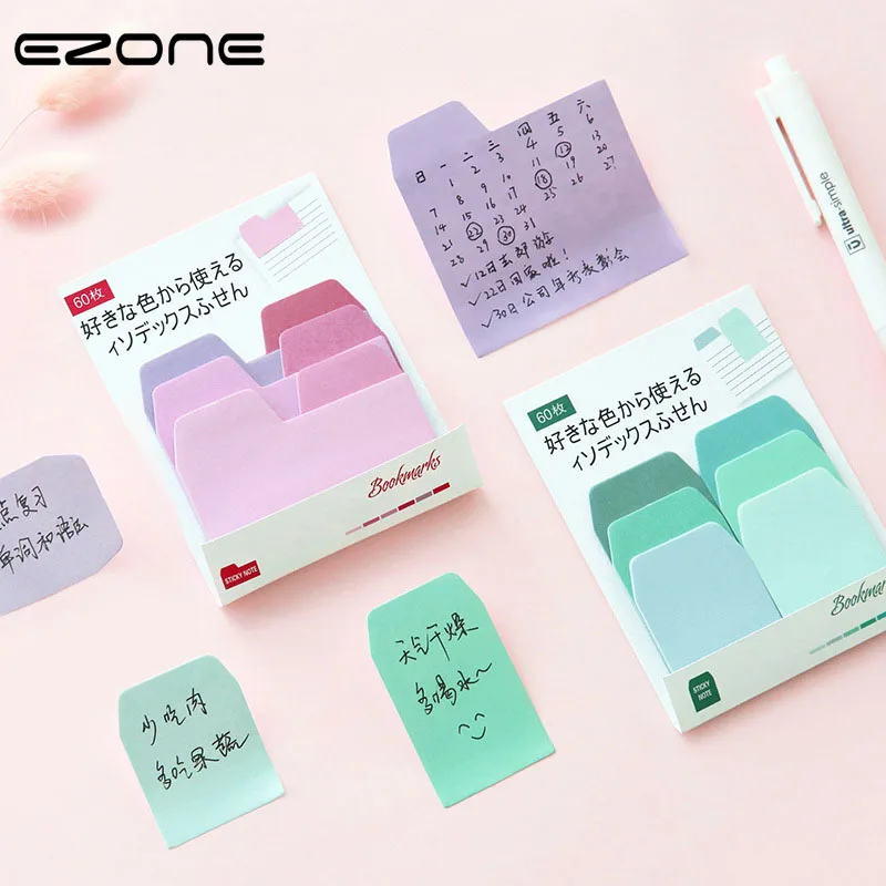 

EZONE Self-adhesive Gradient Sticky Notes 120Pages 6 Colors Memo Pad Bookmark Papers Index Page Stationery School Office Supply