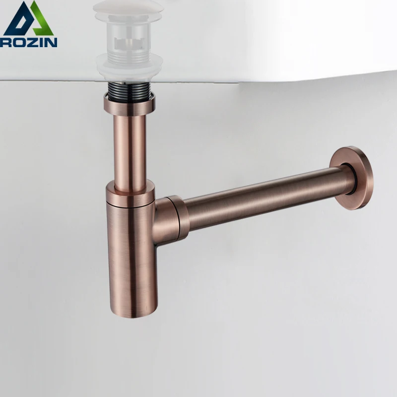 Atique Bronze Round Siphon Bottle Trap Black Ptrap Bathroom Vanity