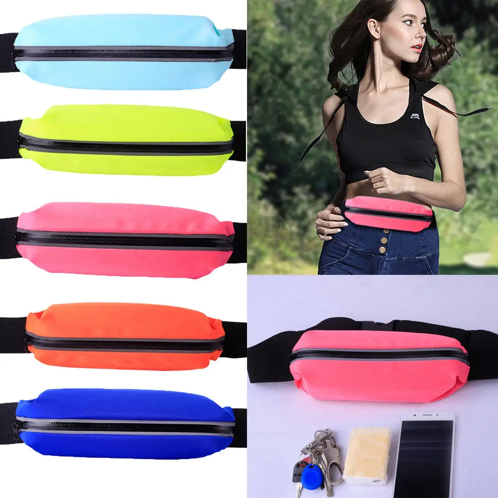 Fitness Running Cycling Key Phone Belt Pouch Elastic Sport Belly Waist Band Bag