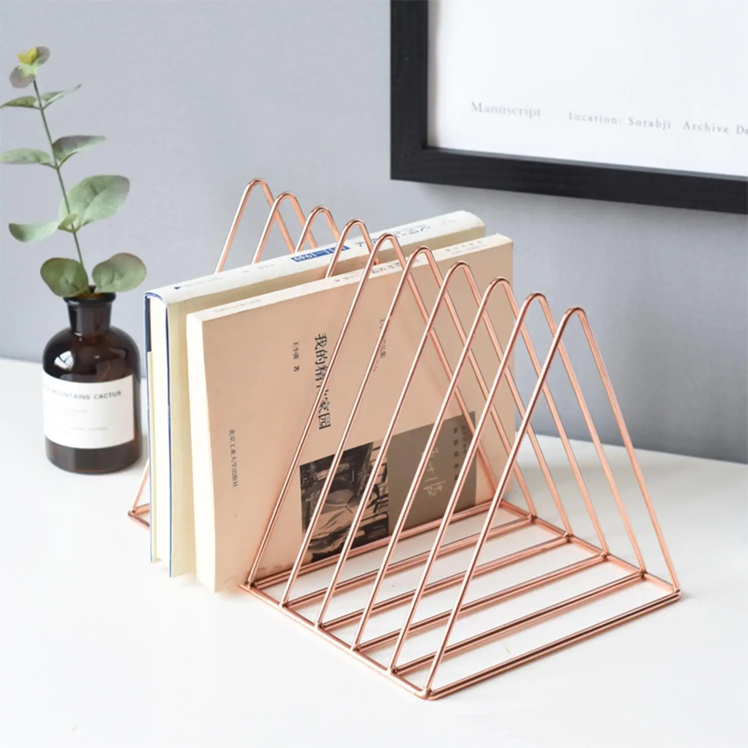 

Desktop Storage Basket Sundries Storage Box Cabinet Newspapers Bookshelves Magazine Storage Study Room Triangle Shaped Decor