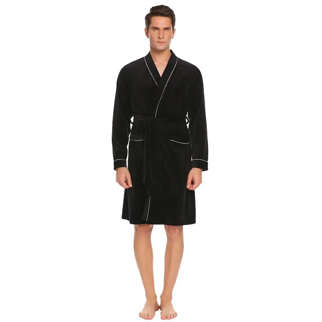 Для мужчин мягкий халат с длинным рукавом лоскутное кружево Up обёрточная бумага банный халат с поясом пижамы высота см 100 см Бюст см 186 Талия