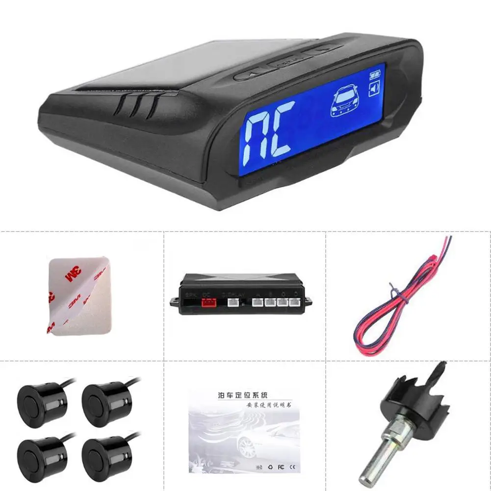 

Solar Power Wireless LCD Car Parking Sensor Kit Auto Reversing Backup Radar Detector Assistance System with 4 Sensors