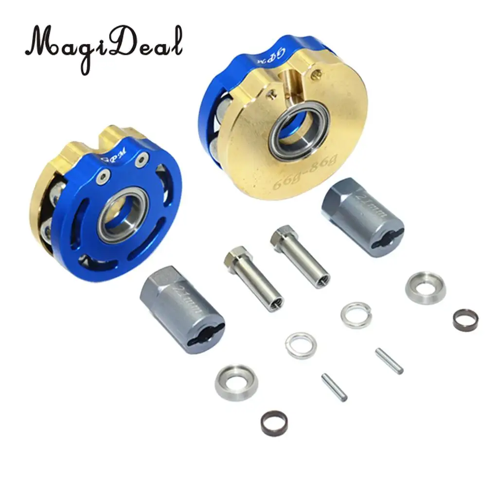 

Axial SCX10 & SCX10 II Rolling Beads Pendulum Wheel Knuckle Axle Weight + 21mm Hex Adapter Blue