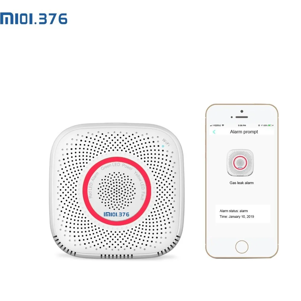 

LM101.376 WiFi Gas lpg leak alarm Home Security High Sensitive detector for fire Sensor for Mobile phone Remote control