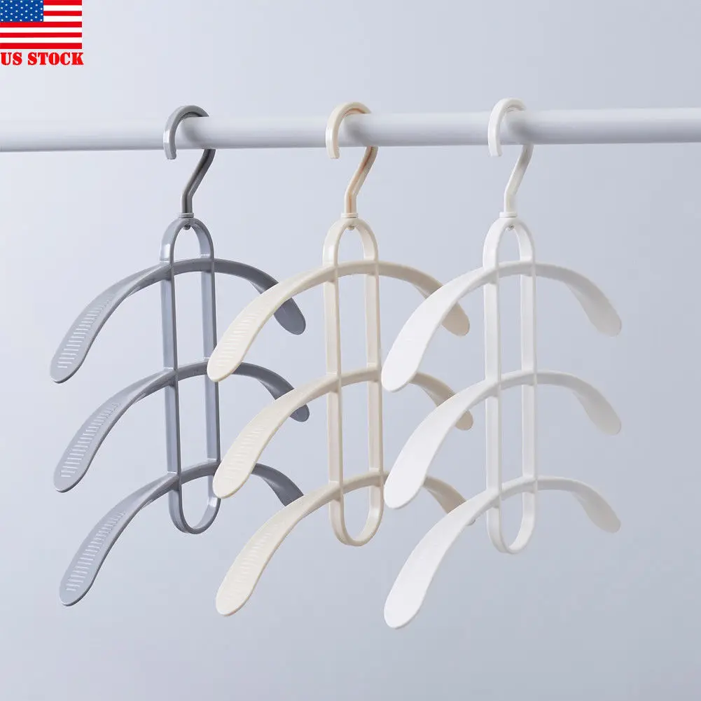 

Multifunctional Clothes Hanger 3 Layer Anti-skid Plastic Clothes Rack of Fishbone Wardrobe Clothes Hanging