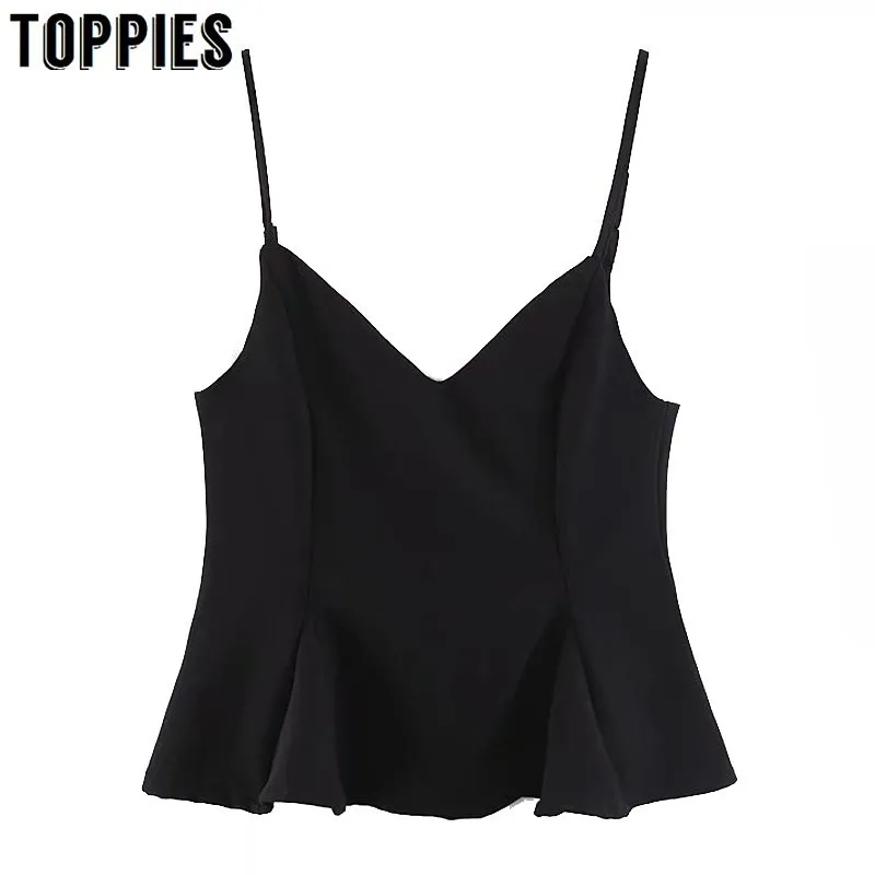 

Summer Black Camisoles Solid Color Sexy Sleeveless Tops 2019 Ladies Elegant Tops Cropped