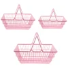 Kids Mini Metal Supermarket Shopping Basket for Kitchen Fruit Vegetable Food Grocery Storage Pretend Play Tools Toy Gifts Pink S 1