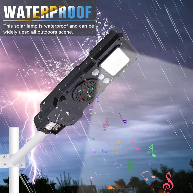 

Solar Street Light Radar&Light Sensor Outdoor Flood Wall Lamp with Timing APP Control+Remote Control Music Graden Lawn Lights