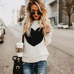 2018 новый модный трикотаж уличный тренд сердце узор свитер женский Осень Зима Теплые Топы Женское пальто пуловеры женские свитера
