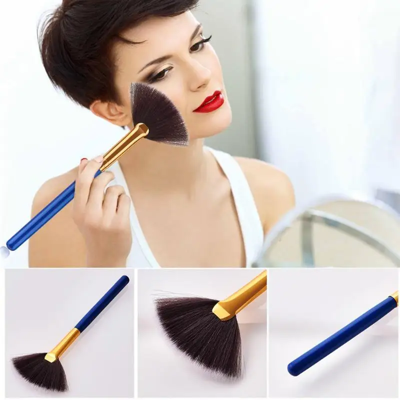 Refurbished Professional Makeup Fan Shaped Makeup Brush Blending Contour Cheek Blush Foundation