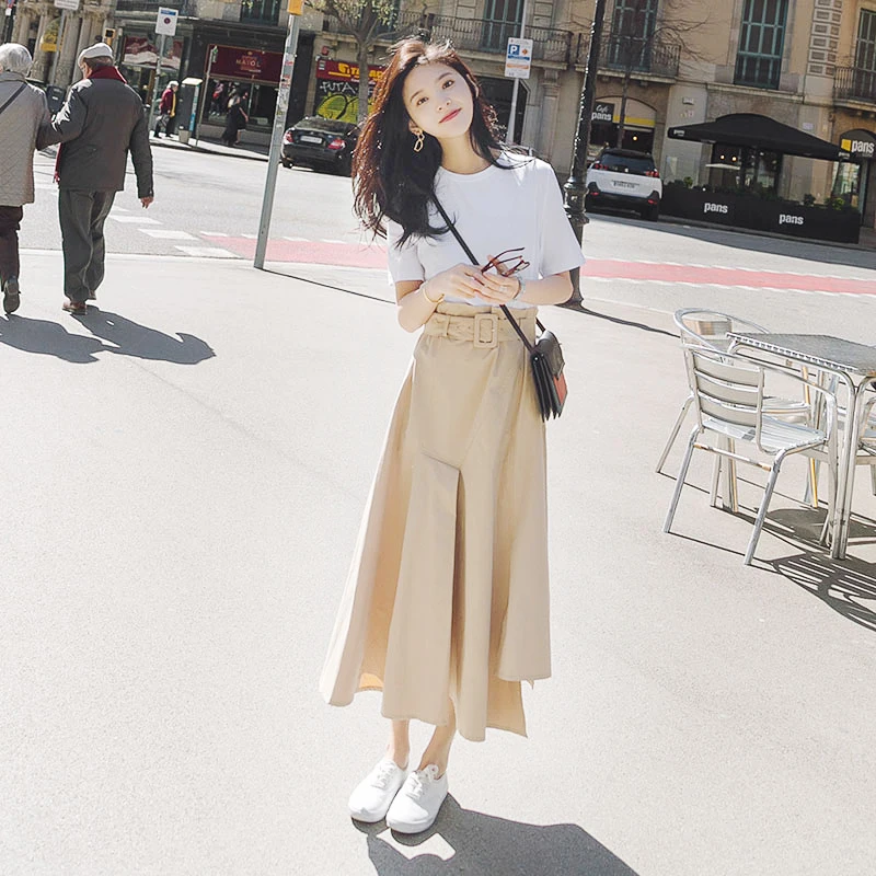 

2019 New Women Summer Dress Female Long Round Neck Short Sleeve Fake Two-piece Vintage Dress Spring Women Slim Dress Female p826