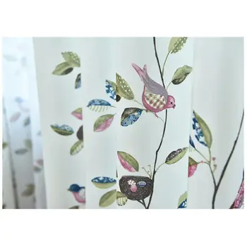 

Pastoral Style Cartoon Bird Pattern Shading Curtain 100*250cm