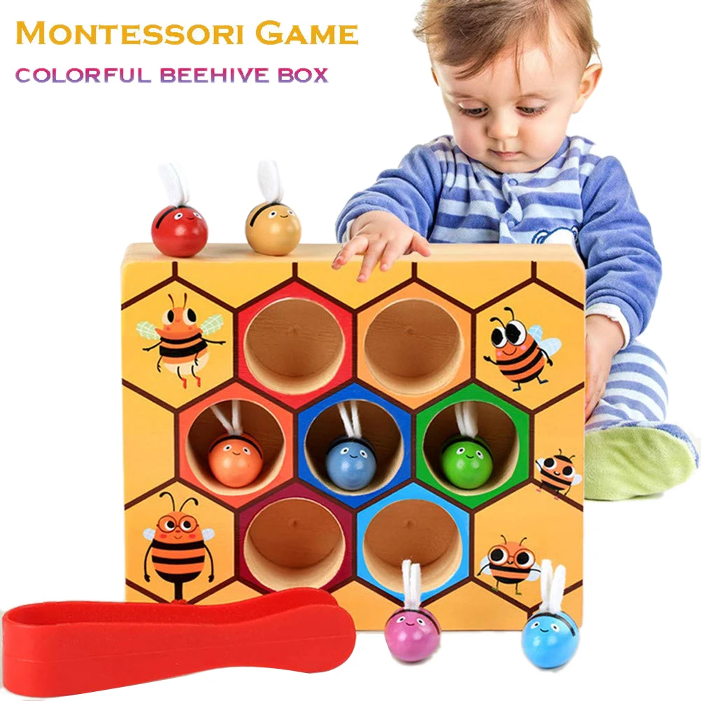 

Kids Wooden puzzle toy set baby early Learning Educational Wooden Bee Lock Unlocking Box Toy Teaching Aids Toys for children