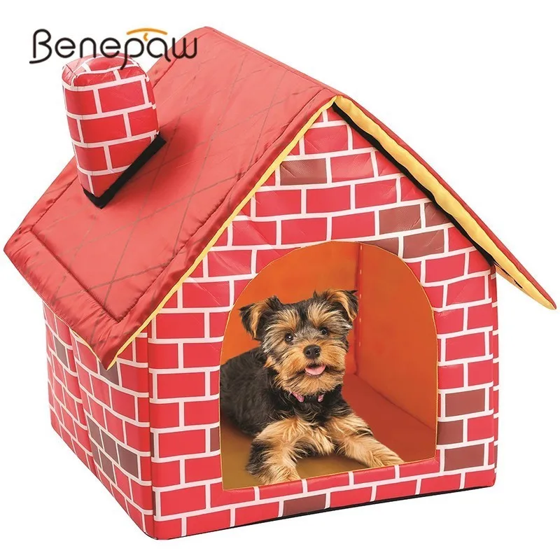 Съемный домик для собак Benepaw, для маленьких собак, дышащий, эластичный, с принтом кирпича, для щенков, питомник, теплая, Всесезонная кровать для питомцев