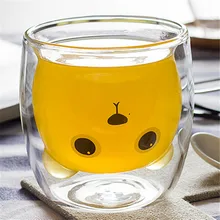 250 мл креативный мультфильм медведь кофе кружка прозрачный двусторонний стеклянный Молочный Сок чашка Милая чашка отправить подарок подруге
