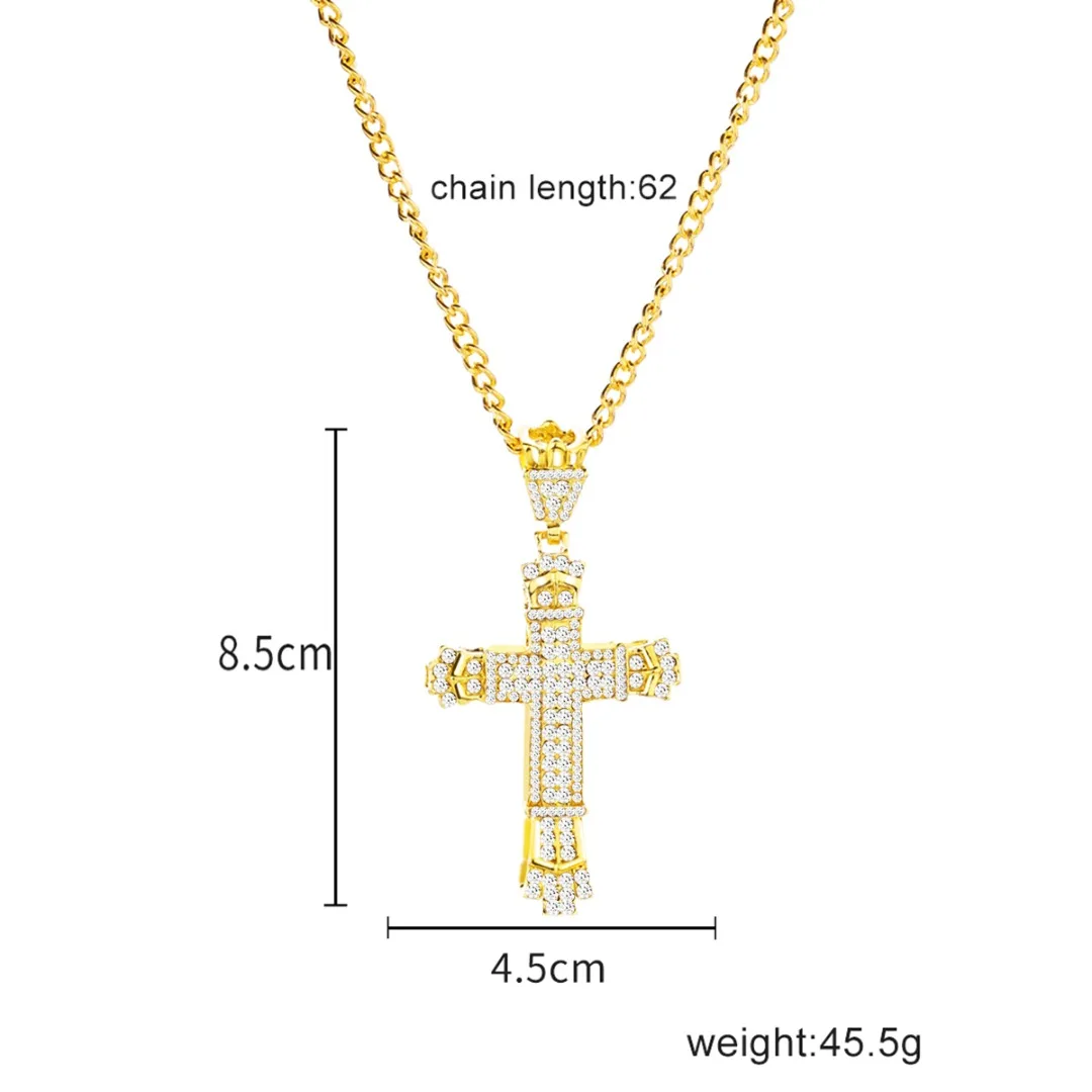 Shellhard кулон крест со стразами ожерелье Золото Серебро сплав кристалл Распятие Ожерелье для мужчин женщин хип хоп ювелирные изделия