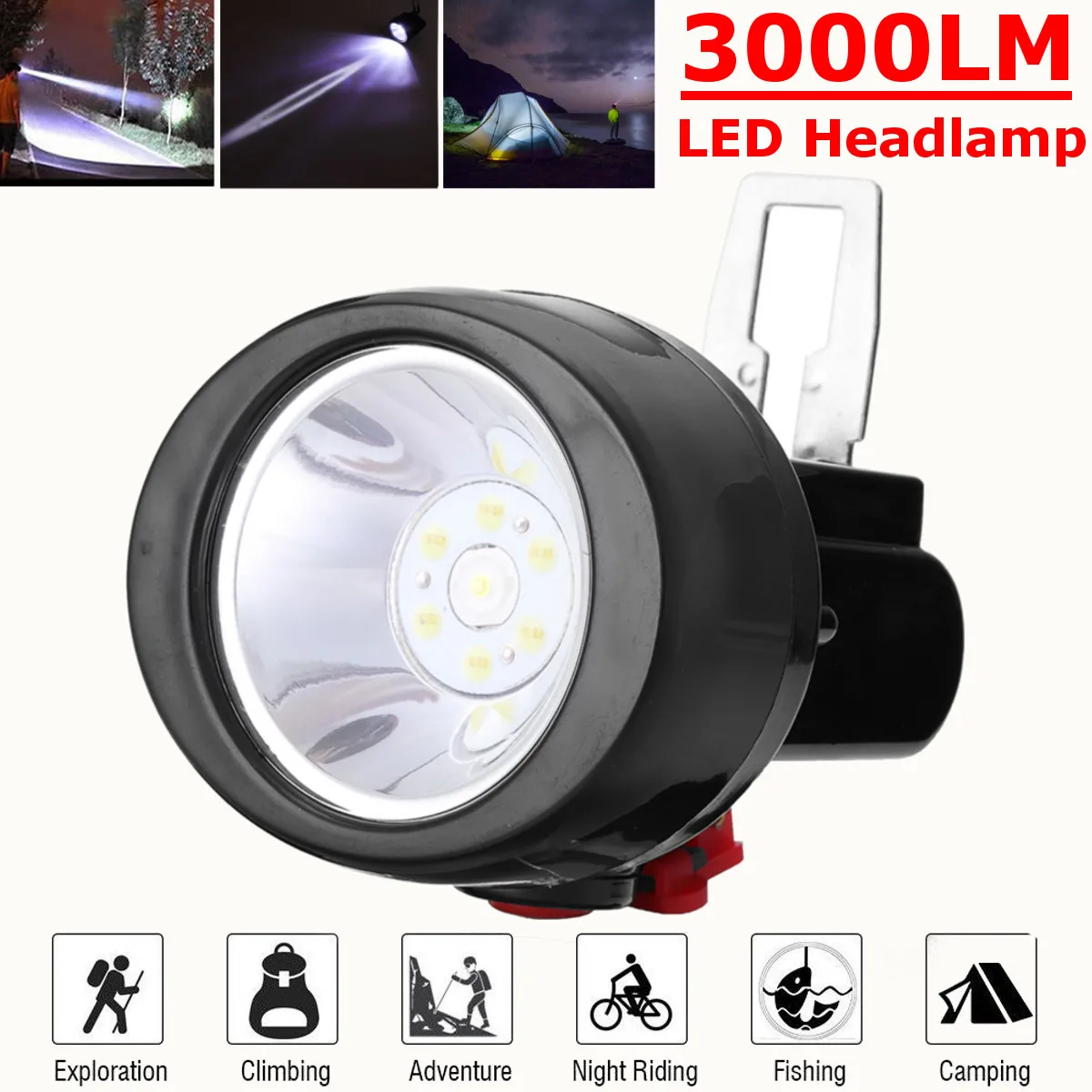 

3000LM Integrated Miners Headlamp Led Cordless Mining Lamp Bright LED Mining Cap Light High Power Miner Lamp 3W Headlamp