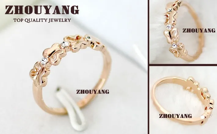 Высокое качество бабочка кольцо розовое золото цвет Австрийские кристаллы Полный размеры ZYR325 ZYR211