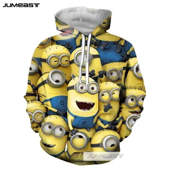 

Jumeast Brand 3D Printed Cute Minions Long Sleeve Sweatshirts Funny Cartoon Animals Pants Women/Men Fashion Zipper Hoodies Vests
