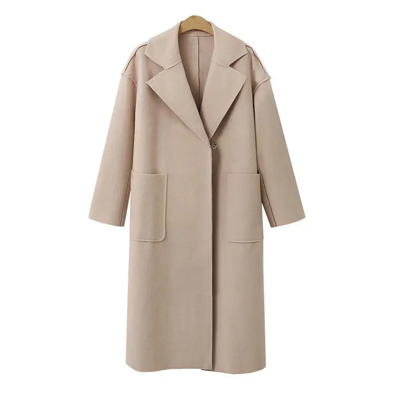 

Casual Fashion Coat Women's Large Size Solid Color Simple Elegant Temperament Long Coat Long Windbreaker With Belt S-XL