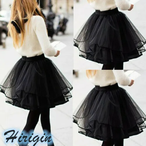 

Women Skirts Womens Elagent Ladies Tulle Tutu Skirt Black Vintage Elastic High Waist Lace Short Skirts