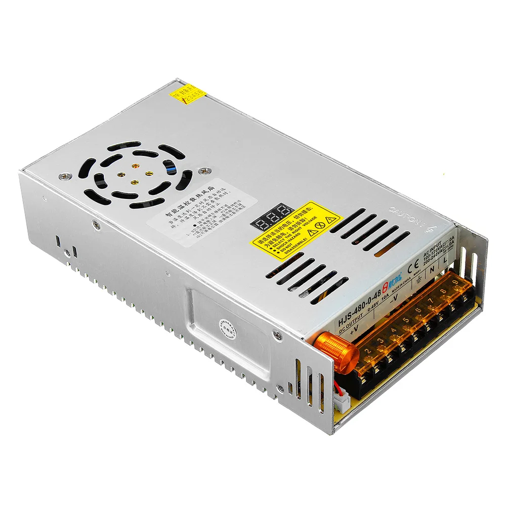  Switching Power Supply Transformer Adjustable AC 110/220V to DC 0-48V 10A 480W with LCD Display