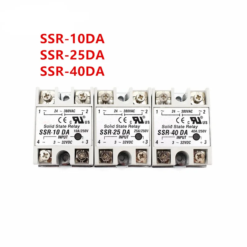 

1Pcs solid state relay 25A SSR-10DA SSR-25DA SSR-40DA 3-32VDC 24-380V AC