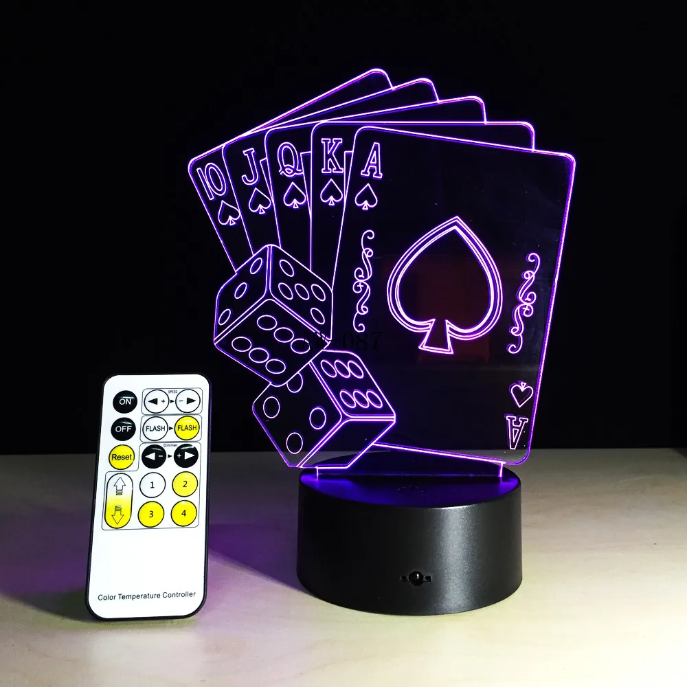 3D светодиодный USB светильник волшебное украшение Техасские игральные кости EM