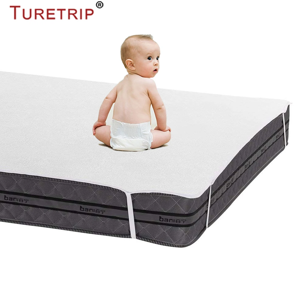Махровая непромокаемая простыня Turetrip для детской кроватки размером 70x140 см с