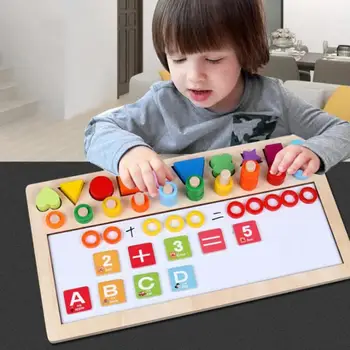 

Preschool Wooden Montessori Toys Count Geometric Shape Cognition Math Toys Early Education Teaching Aids Math Toys For Children