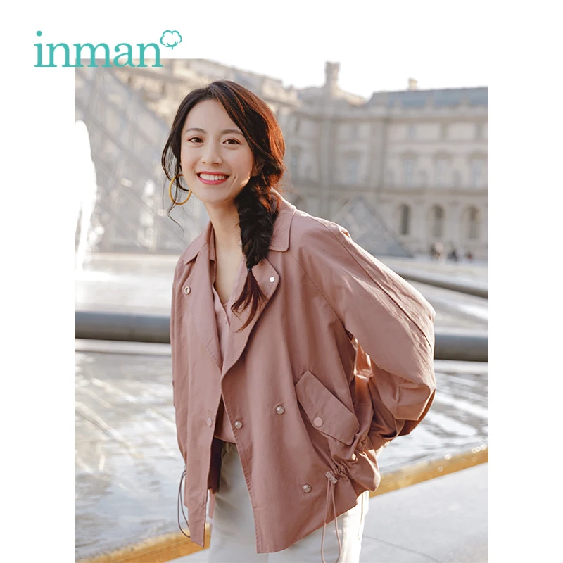 Inman Brown Rétro Britannique 2019 Littéraire Décontracté Manteau Col Assortie Tous Femmes Printemps Turn Style Court Down Lâche Nouveauté rr8FTYq