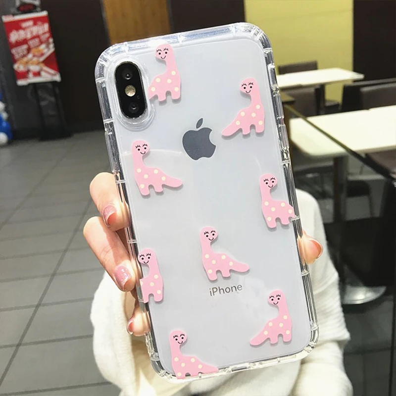 Милые Чехлы LOVECOM с динозавром из мультфильма для iPhone 11 Pro Max XS Max XR XS X 6 6S 7 8 Plus, мягкая прозрачная задняя крышка из ТПУ для телефона Coq