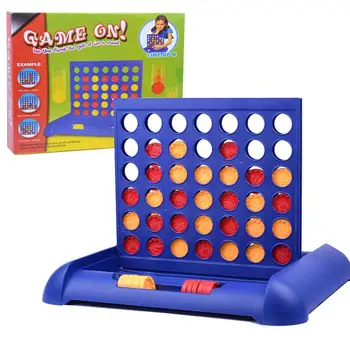 

1 Box Kids Chess Game Connect 4 Game Toy Board Grid Checkerboard Educational Brain Teaser Game Same Color Connection Board Toy