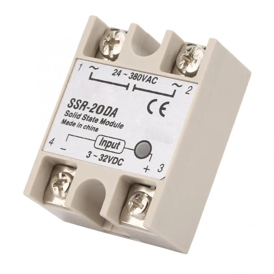 SSR 20DA DC Control AC 20A твердотельный релейный модуль вход 3 32V to 24 380V релейная плата