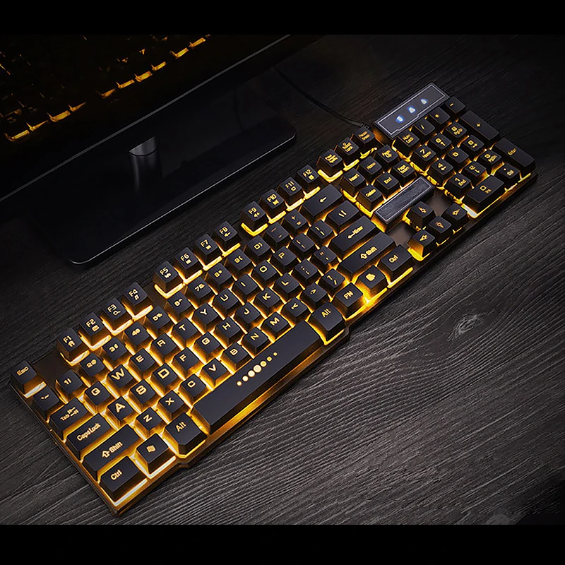 Клавиатура 108 клавиш RGB светодиодный с подсветкой USB Проводная для ноутбука компьютер эргономичная мембранная клавиатура