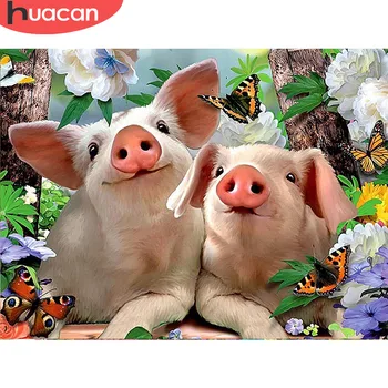 

HUACAN Diamond Painting New Square Stones Animals Diamond Mosaic Sale Pig Diamond Embroidery Nature Pictures With Rhinestones