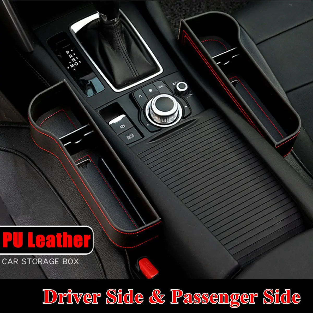 Left/Right Universal Pair Passenger Driver Side Car Seat Gap Storage Box for Pocket Organizer Phone