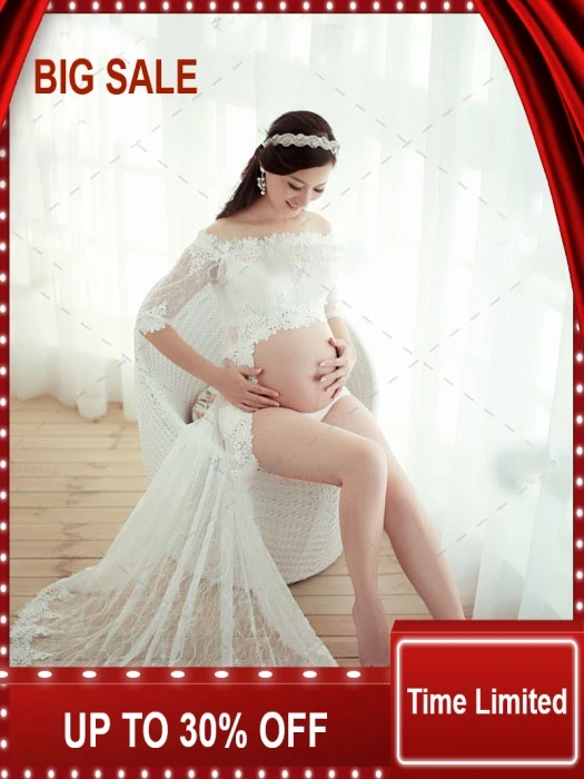 

New Fashion photography clothing for Pregnant women photography clothing dress the white Lace Dress